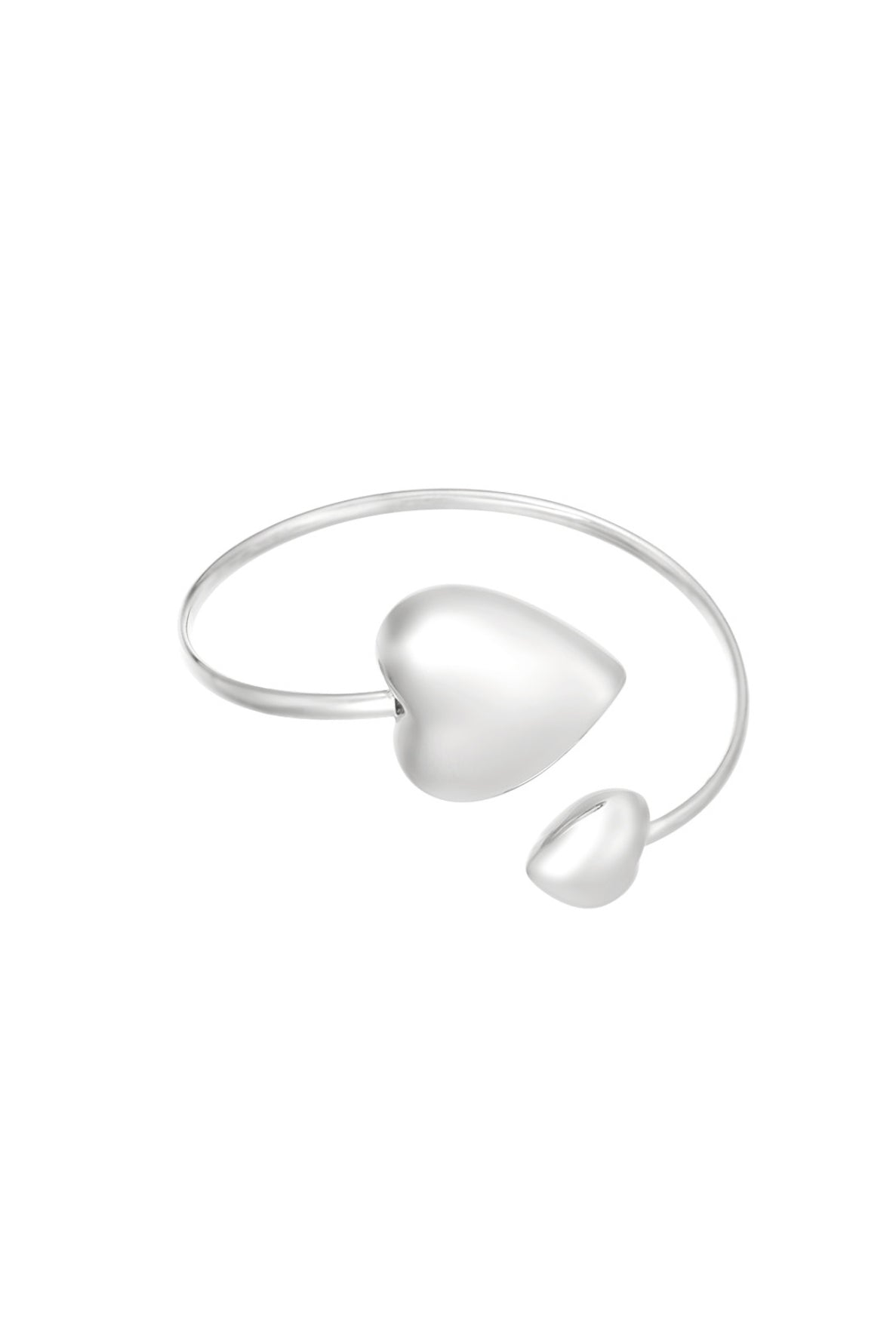 Bangle dual hearts silver