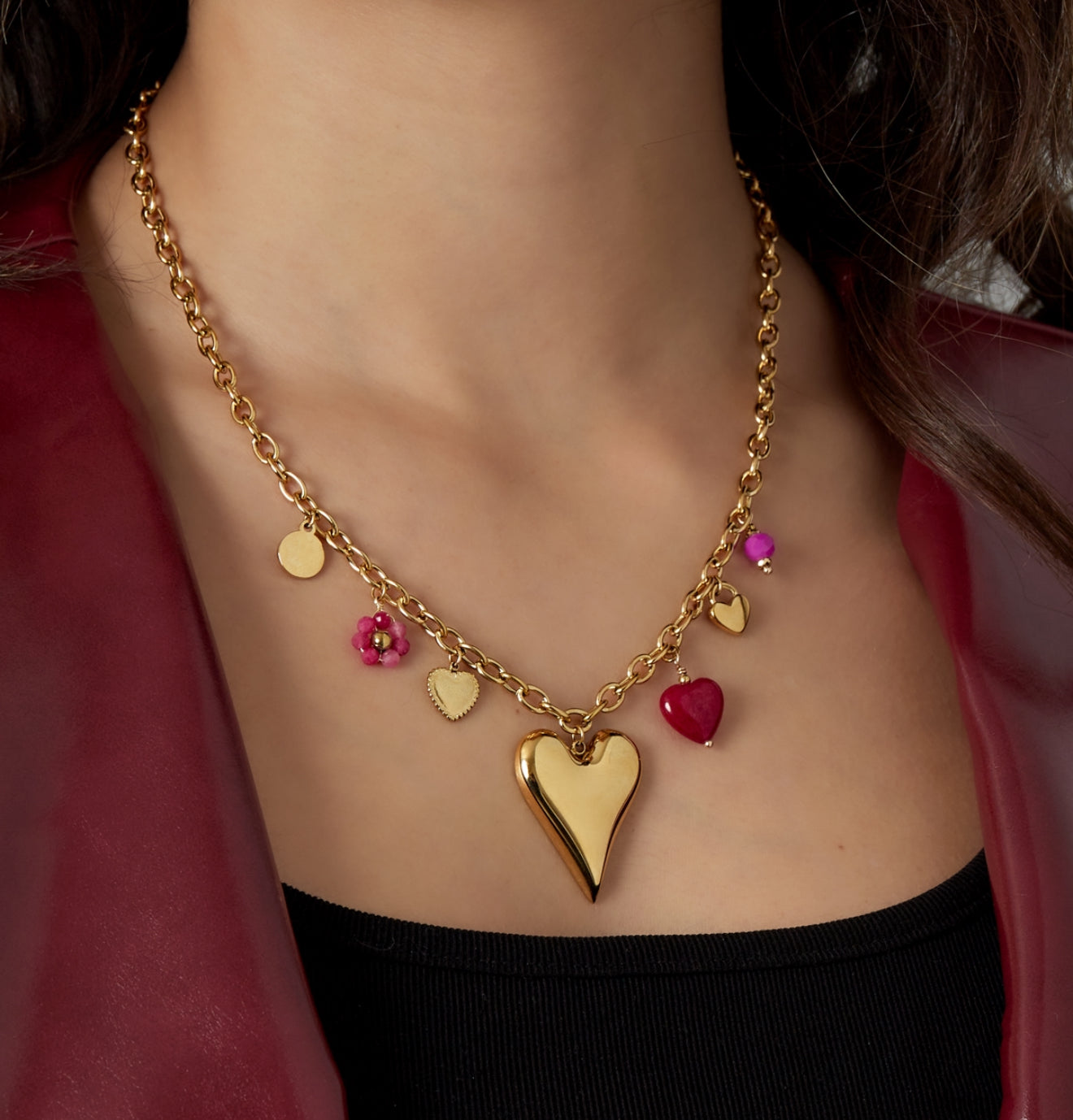 Ketting heart bedel gold