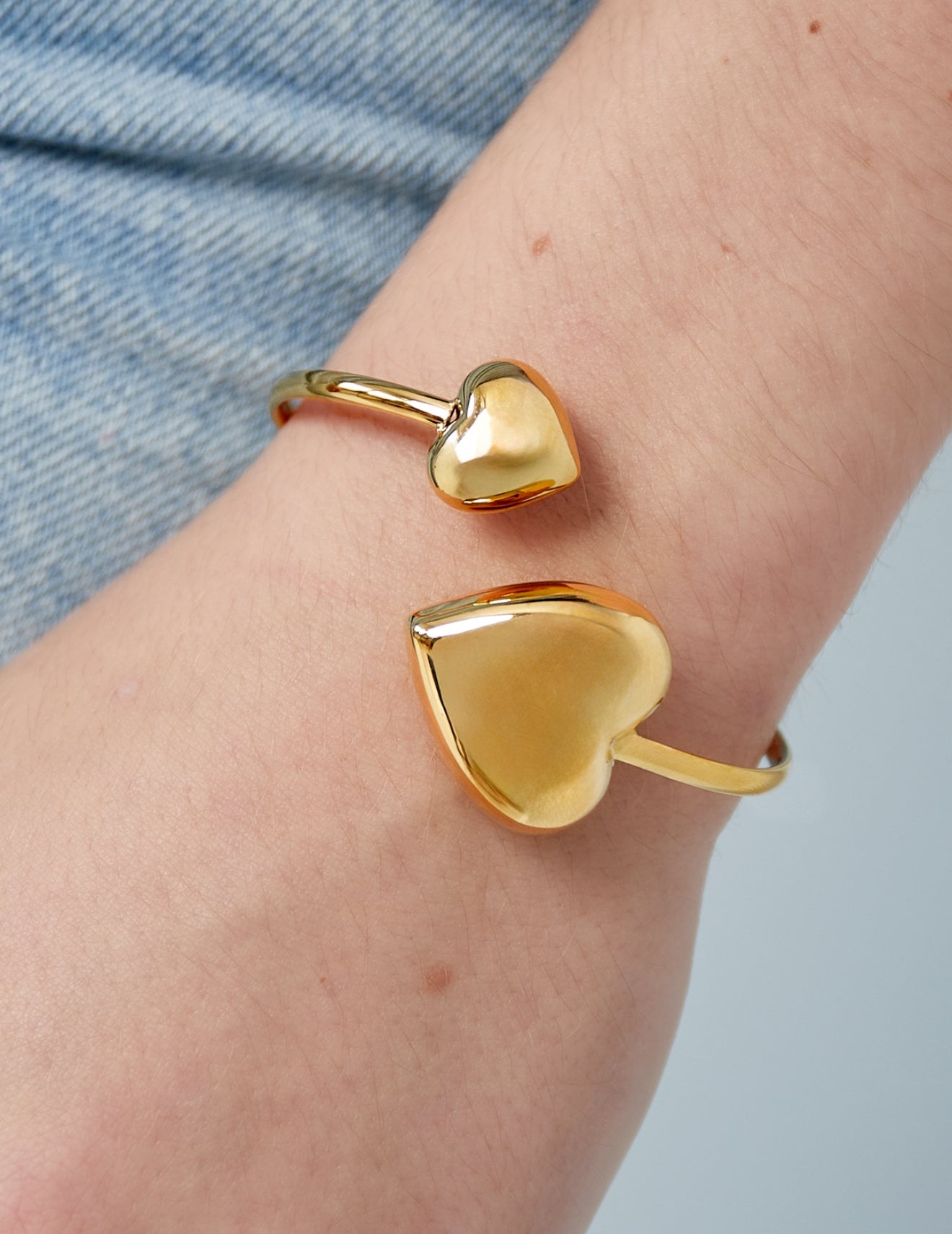 Bangle dual heart gold
