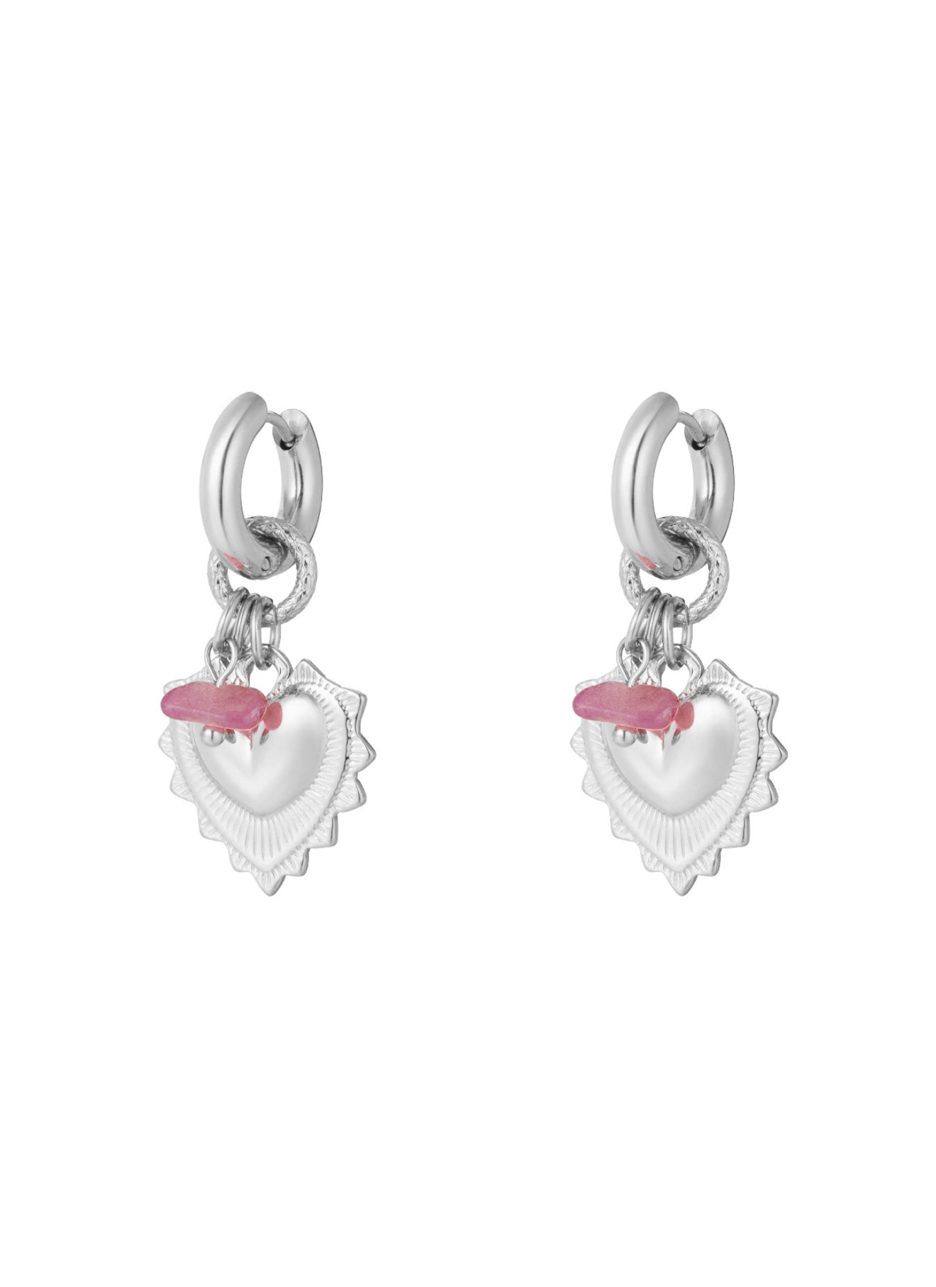 Oorbellen bold heart silver