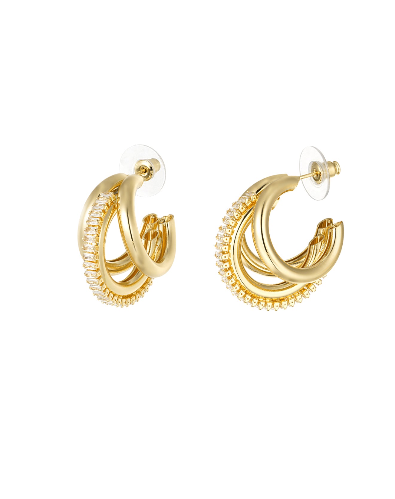 Oorbellen triple gold