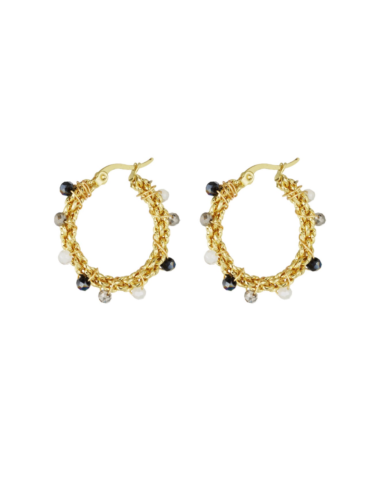 Oorbellen bright bead zwart-wit
